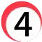 number 4 icon red circle background white circle foreground black number 4 center