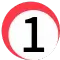 number one icon red circle background white circle foreground black number 1 center
