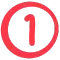 number one icon red circle background white circle foreground black number 1 center