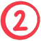 number 2 icon red circle background white circle foreground black number 2 center