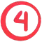 number 4 icon red circle background white circle foreground black number 4 center