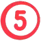number 5 icon red circle background white circle foreground black number 5 center
