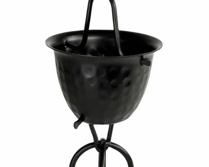 black hammered rain chain cup painted aluminum