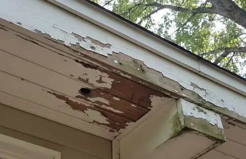 deterioration and damage on fascia and soffit on a home